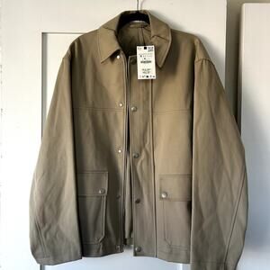 NWT Men's ZARA heavy duty beige canvas Jacket